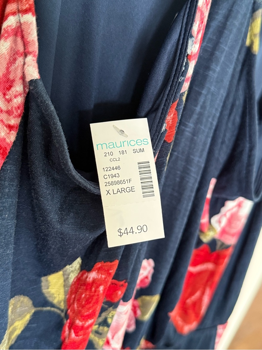 Maurices Navy Floral Dress with Red and Pink Rose Print